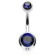 Banane 10 - Piercing nombril double cristal bleu