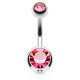 Banane 10 - Piercing nombril double cristal rose