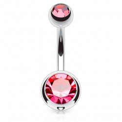 Banane 10 - Piercing nombril double cristal rose