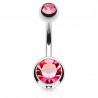 Banane 10 - Piercing nombril double cristal rose