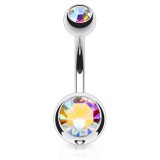 Banane 10 - Piercing nombril double cristal aurora