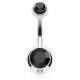 Banane 10 - Piercing nombril double cristal noir