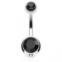 Banane 10 - Piercing nombril double cristal noir
