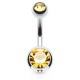 Banane 10 - Piercing nombril double cristal orange