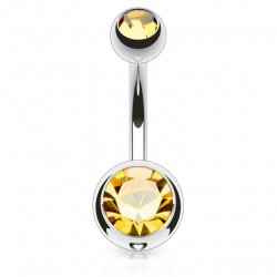 Banane 10 - Piercing nombril double cristal orange