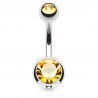 Banane 10 - Piercing nombril double cristal orange