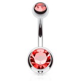 Banane 10 - Piercing nombril double cristal rouge