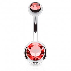 Banane 10 - Piercing nombril double cristal rouge