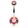 Banane 10 - Piercing nombril double cristal rouge