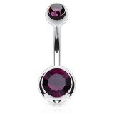 Banane 10 - Piercing nombril double cristal lilas