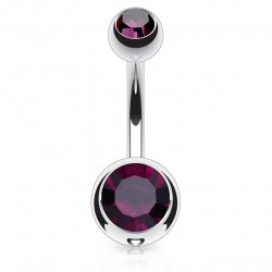 Banane 10 - Piercing nombril double cristal lilas