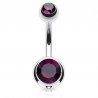 Banane 10 - Piercing nombril double cristal lilas