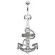 Piercing nombril ancre marine 03 - Corde avec multiples cristaux transparents