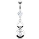 Piercing nombril deux cercles avec cristal rond transparent (D41)
