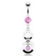 Piercing nombril double cercle avec cristal rond rose (D41)