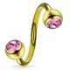 Piercing spirale 38 - Plaqué-or jaune cristal rose