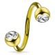 Piercing spirale 38 - Plaqué-or jaune cristal transparent