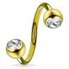 Piercing spirale 38 - Plaqué-or jaune cristal transparent
