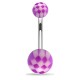Piercing nombril UV 15 - Checker blanc et lilas