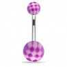 Piercing nombril UV 15 - Checker blanc et lilas