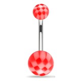 Piercing nombril UV 15 - Checker blanc et rouge
