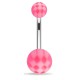 Piercing nombril UV 15 - Checker blanc et rose