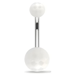 Piercing nombril UV 15 - Checker blanc et transparent