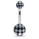 Piercing nombril UV 15 - Checker blanc et noir