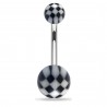 Piercing nombril UV 15 - Checker blanc et noir