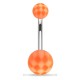 Piercing nombril UV motif damier blanc et orange (15)