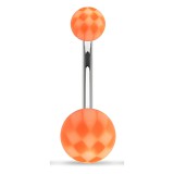 Piercing nombril UV 15 - Checker blanc et orange