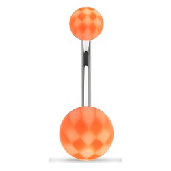 Piercing nombril UV 15 - Checker blanc et orange