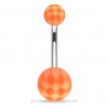 Piercing nombril UV motif damier blanc et orange (15)