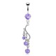 Piercing nombril chandelier trois zircones lilas (D63)