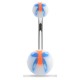 Piercing nombril UV 37 - Papillon peint bleu et orange