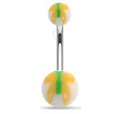 Piercing nombril UV 37 - Papillon peint jaune et vert