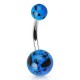 Piercing nombril UV 54 - Bleu avec des taches noires