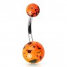 Piercing nombril UV 54 - Orange avec des taches noires