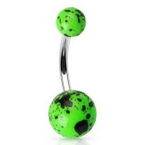 Piercing nombril UV 54 - Vert-pomme avec des taches noires