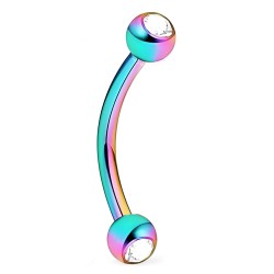 Piercing arcade 25 - plaqué-titane rainbow cristal transparent