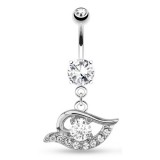 Piercing nombril œil multiples cristaux transparents (D145)