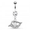 Piercing nombril œil multiples cristaux transparents (D145)