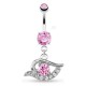 Piercing nombril œil multiples cristaux roses (D145)
