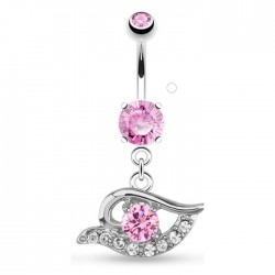 Piercing nombril œil multiples cristaux roses (D145)