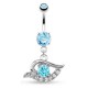 Piercing nombril œil multiples cristaux bleu-clair (D145)