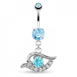 Piercing nombril œil multiples cristaux bleu-clair (D145)