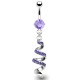 Piercing nombril vrillé multiples cristaux lilas (D04)