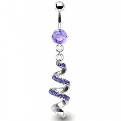 Piercing nombril vrillé multiples cristaux lilas (D04)