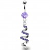 Piercing nombril vrillé multiples cristaux lilas (D04)