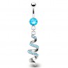 Piercing nombril vrillé multiples cristaux bleu-clair (D04)